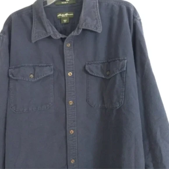 Eddie Bauer Flannel Shirt Men’s XXL Blue Heavy Button Up Outdoor Pockets EUC - Picture 6 of 16